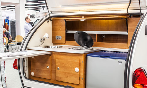 Pull out kitchen in a caravan