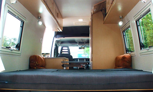 Interior of a converted motorhome